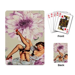 Gil Elvgren Pin Up Girl Purple Flower Fashion Art Playing Cards Single Design by chicelegantboutique