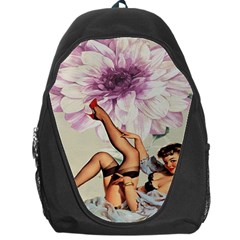 Gil Elvgren Pin Up Girl Purple Flower Fashion Art Backpack Bag by chicelegantboutique