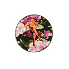 Cute Gil Elvgren Purple Dress Pin Up Girl Pink Rose Floral Art Golf Ball Marker 4 Pack (for Hat Clip) by chicelegantboutique