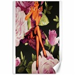 Cute Gil Elvgren Purple Dress Pin Up Girl Pink Rose Floral Art Canvas 24  x 36  (Unframed) 23.35 x34.74  Canvas - 1