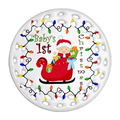 Baby s 1st Christmas Round Filigree Ornament (two Sides)