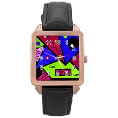 Modern Art Rose Gold Leather Watch  by Siebenhuehner