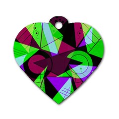 Modern Art Dog Tag Heart (two Sided) by Siebenhuehner