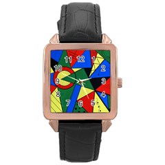 Modern Art Rose Gold Leather Watch  by Siebenhuehner