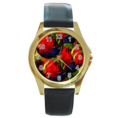 Balls Round Metal Watch (gold Rim)  by Siebenhuehner