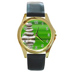 Balance Round Metal Watch (gold Rim)  by Siebenhuehner