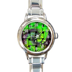 Modern Art Round Italian Charm Watch by Siebenhuehner