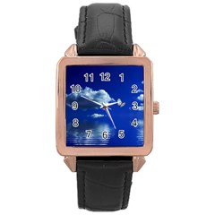 Sky Rose Gold Leather Watch  by Siebenhuehner