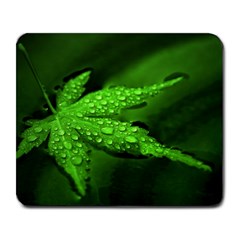 Leaf With Drops Large Mouse Pad (Rectangle)