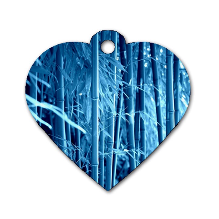 Blue Bamboo Dog Tag Heart (Two Sided)