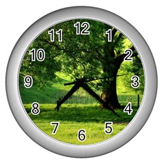 Trees Wall Clock (silver) by Siebenhuehner