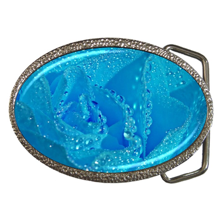 Blue Rose Belt Buckle (Oval)