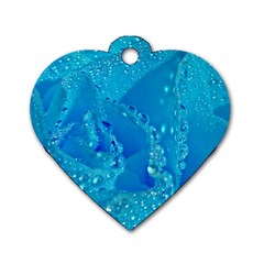 Blue Rose Dog Tag Heart (two Sided) by Siebenhuehner