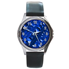 Waterdrops Round Metal Watch (silver Rim) by Siebenhuehner