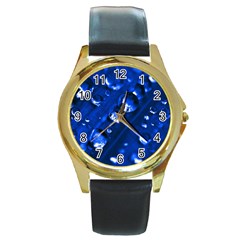 Waterdrops Round Metal Watch (gold Rim)  by Siebenhuehner