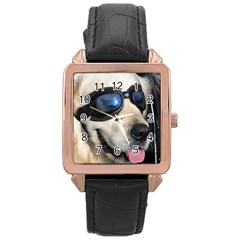 Cool Dog  Rose Gold Leather Watch  by Siebenhuehner