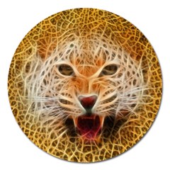 Electrified Fractal Jaguar Magnet 5  (Round)