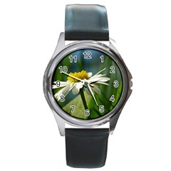 Daisy Round Metal Watch (silver Rim) by Siebenhuehner