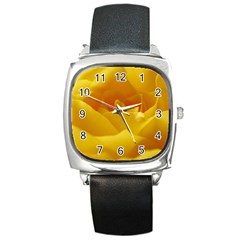 Yellow Rose Square Leather Watch by Siebenhuehner