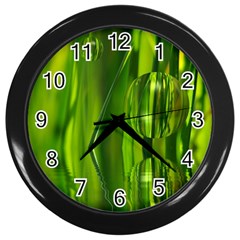 Green Bubbles  Wall Clock (black) by Siebenhuehner