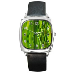 Green Bubbles  Square Leather Watch by Siebenhuehner