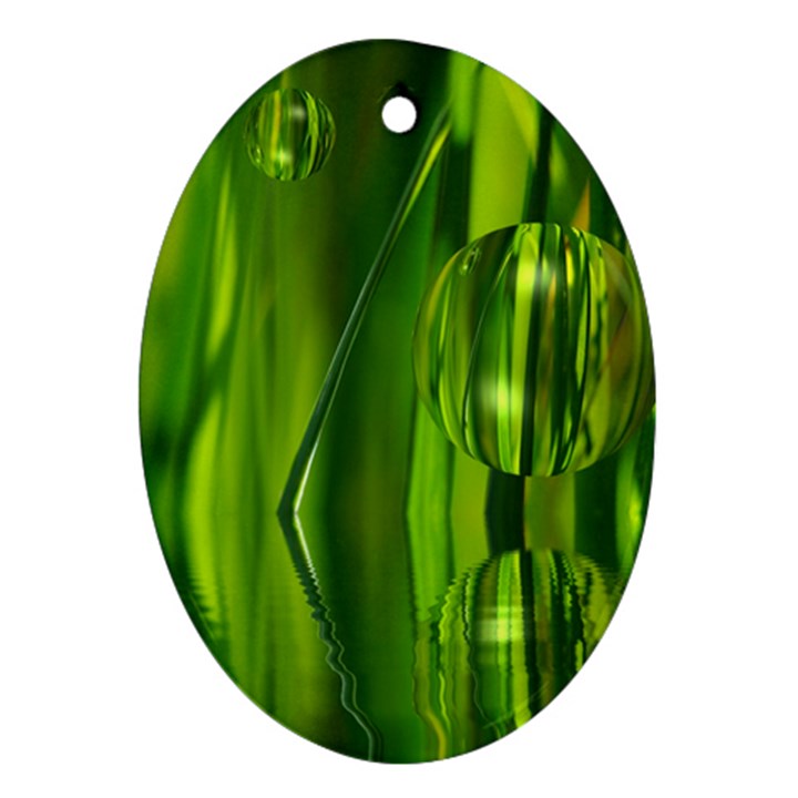 Green Bubbles  Oval Ornament (Two Sides)