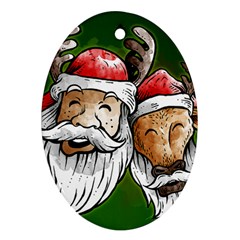 Deer Santa, Merry Christmas Ornament (oval)