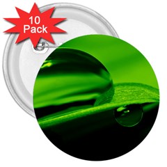 Green Drop 3  Button (10 Pack)