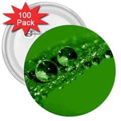 Green Drops 3  Button (100 Pack) by Siebenhuehner