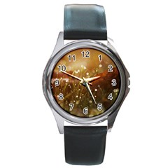 Waterdrops Round Metal Watch (silver Rim) by Siebenhuehner