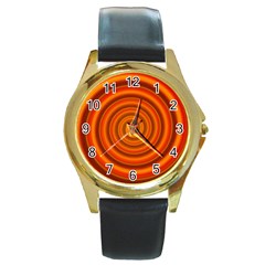 Modern Art Round Metal Watch (gold Rim)  by Siebenhuehner