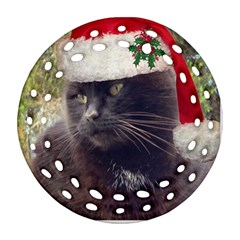 Christmas Kitty Round Filigree Ornament