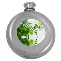 Leafs With Waterreflection Hip Flask (round) by Siebenhuehner