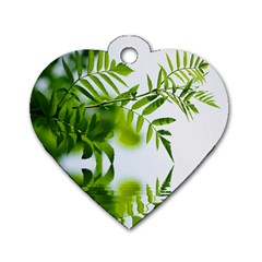 Leafs With Waterreflection Dog Tag Heart (two Sided) by Siebenhuehner