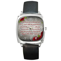 Maggie s Quote Square Leather Watch