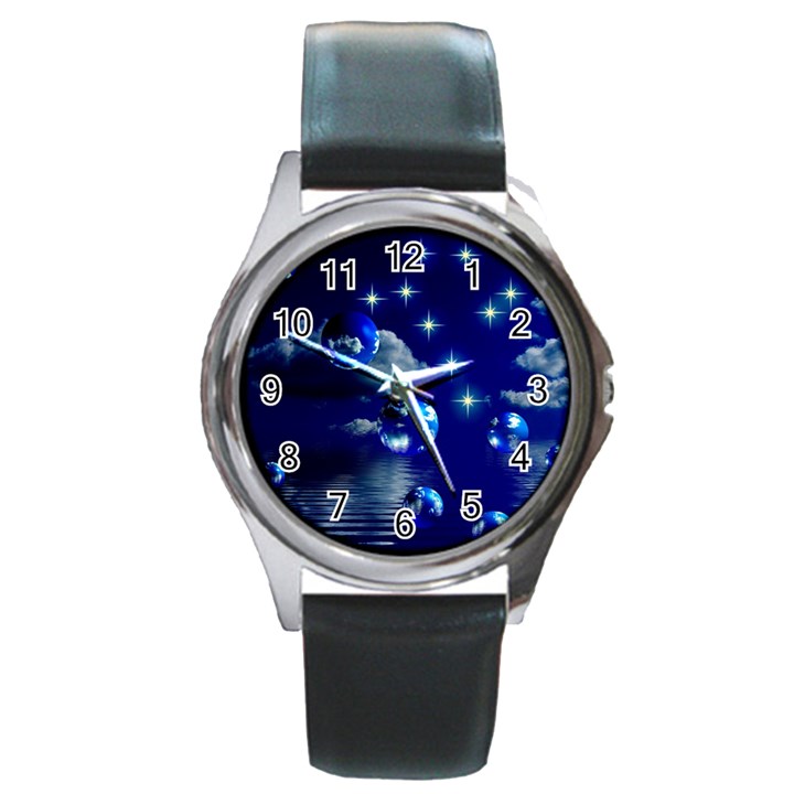 Sky Round Metal Watch (Silver Rim)