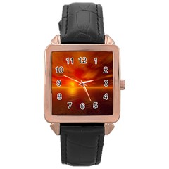 Sunset Rose Gold Leather Watch  by Siebenhuehner