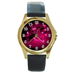 Sweet Dreams  Round Metal Watch (gold Rim)  by Siebenhuehner