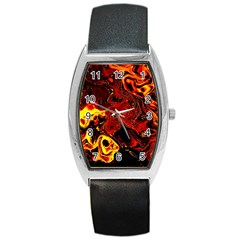 Fire Tonneau Leather Watch by Siebenhuehner