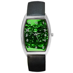 Waterdrops Tonneau Leather Watch by Siebenhuehner