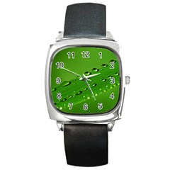 Waterdrops Square Leather Watch by Siebenhuehner