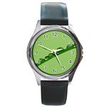 Waterdrops Round Metal Watch (Silver Rim) Front