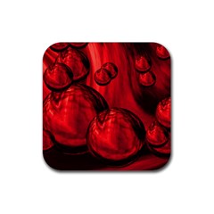 Red Bubbles Drink Coaster (square) by Siebenhuehner