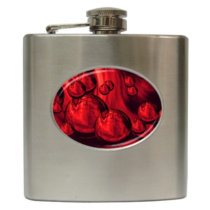 Red Bubbles Hip Flask