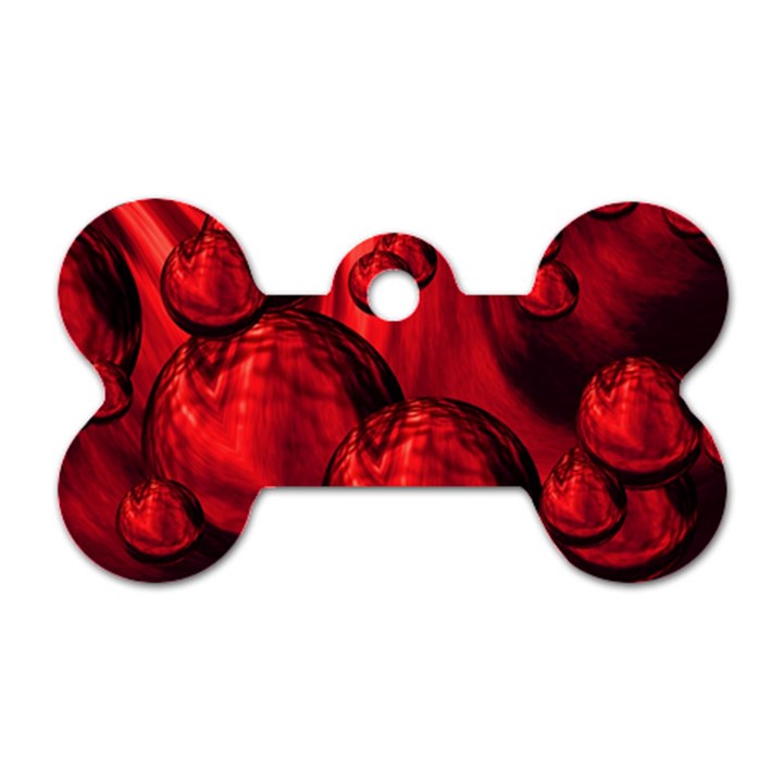 Red Bubbles Dog Tag Bone (One Sided)