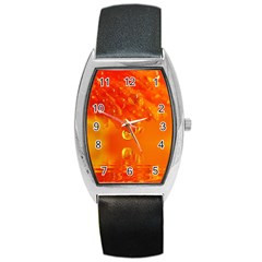 Waterdrops Tonneau Leather Watch by Siebenhuehner