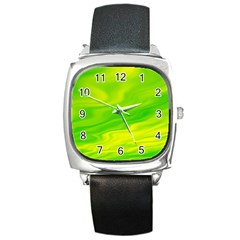 Green Square Leather Watch by Siebenhuehner