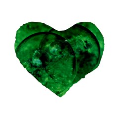 Green Bubbles 16  Premium Heart Shape Cushion  by Siebenhuehner