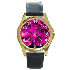 Design Round Metal Watch (gold Rim)  by Siebenhuehner