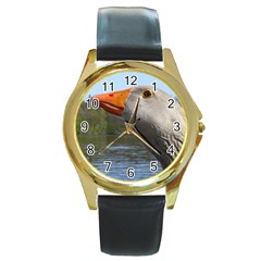 Geese Round Metal Watch (gold Rim)  by Siebenhuehner